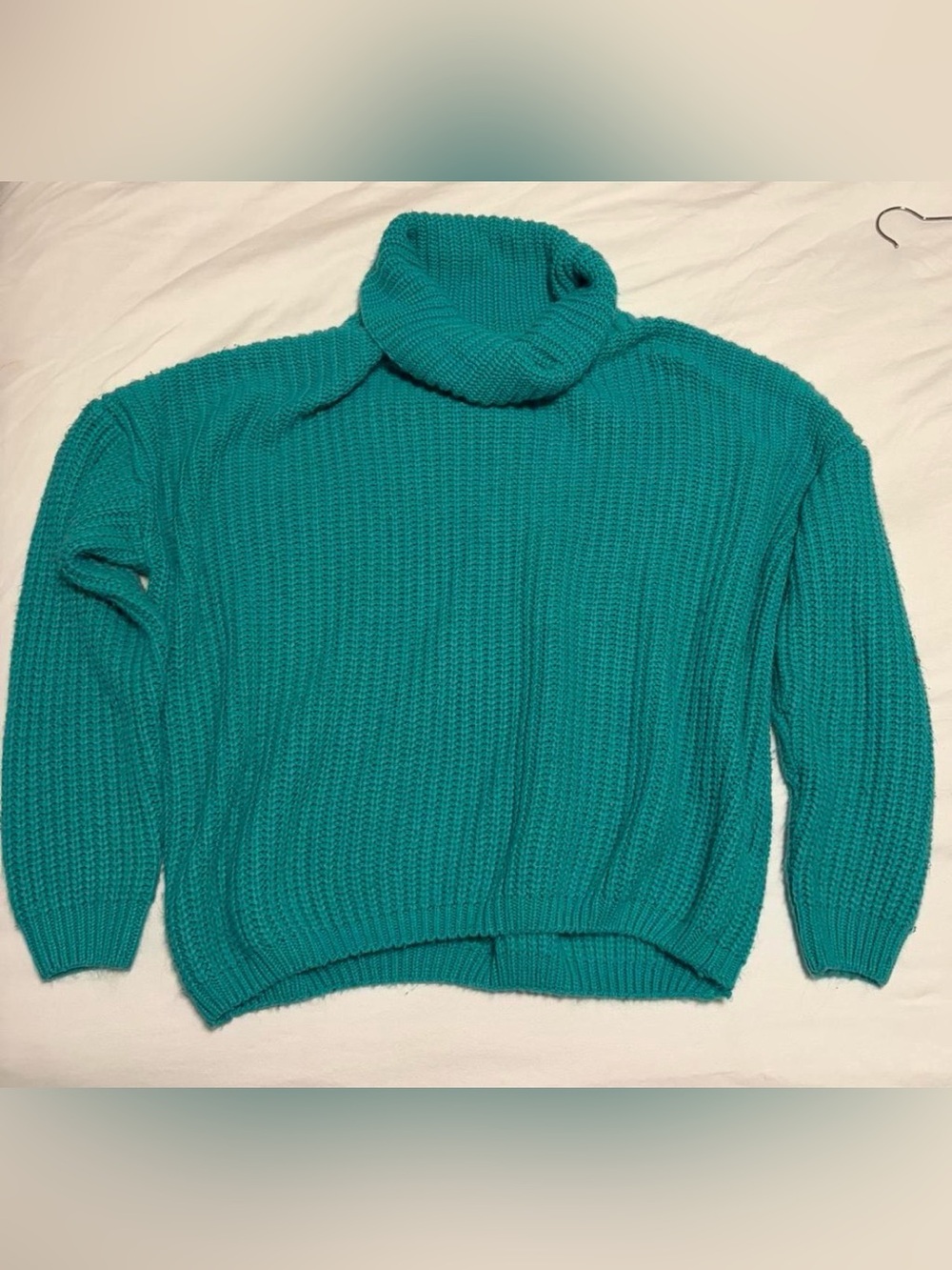 Edikted Teal Cowl Turtleneck Sweater